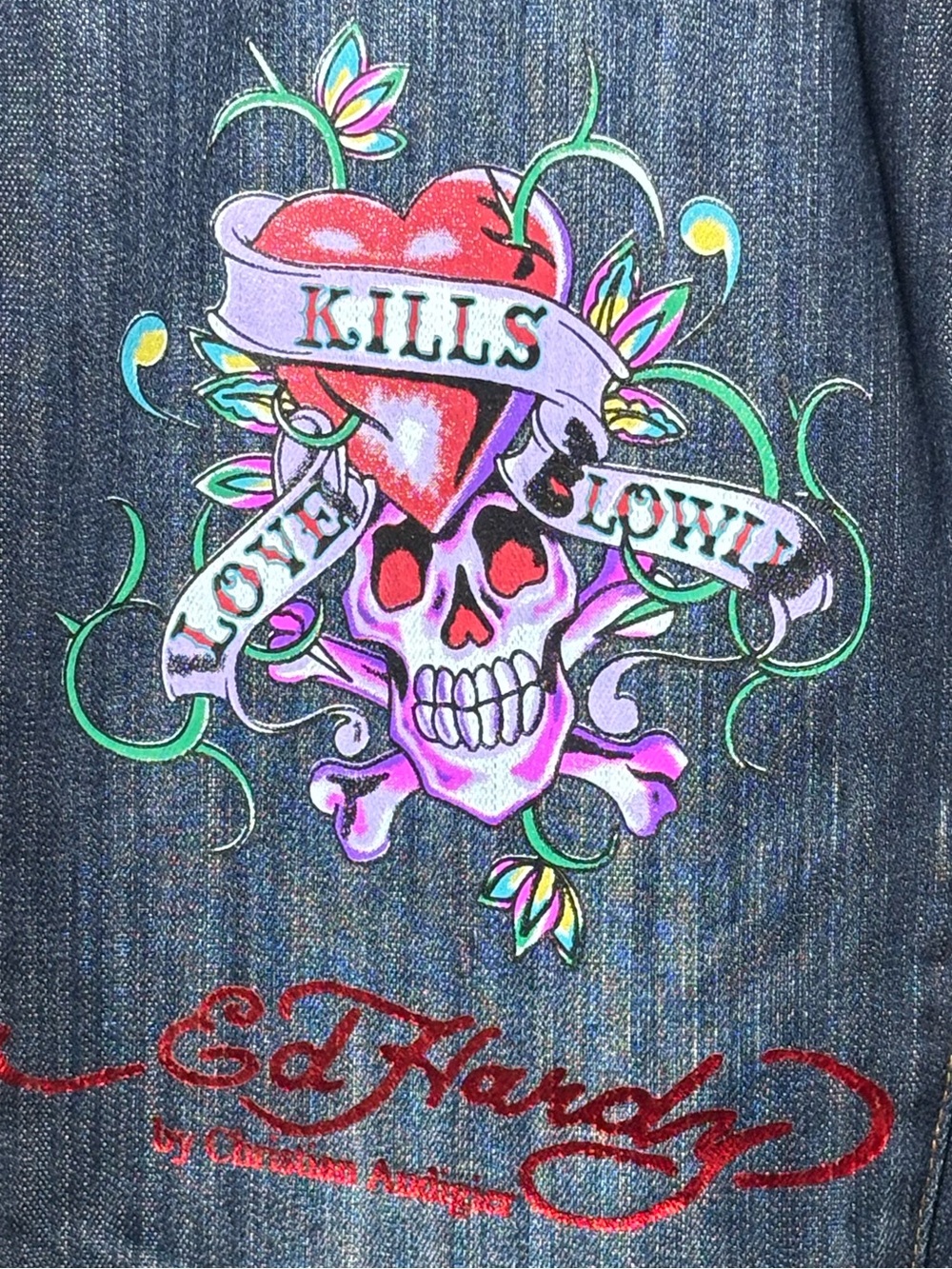 NWT Ed Hardy Women’s Size 14 Skinny Jeans Indigo Skull Heart Y2K